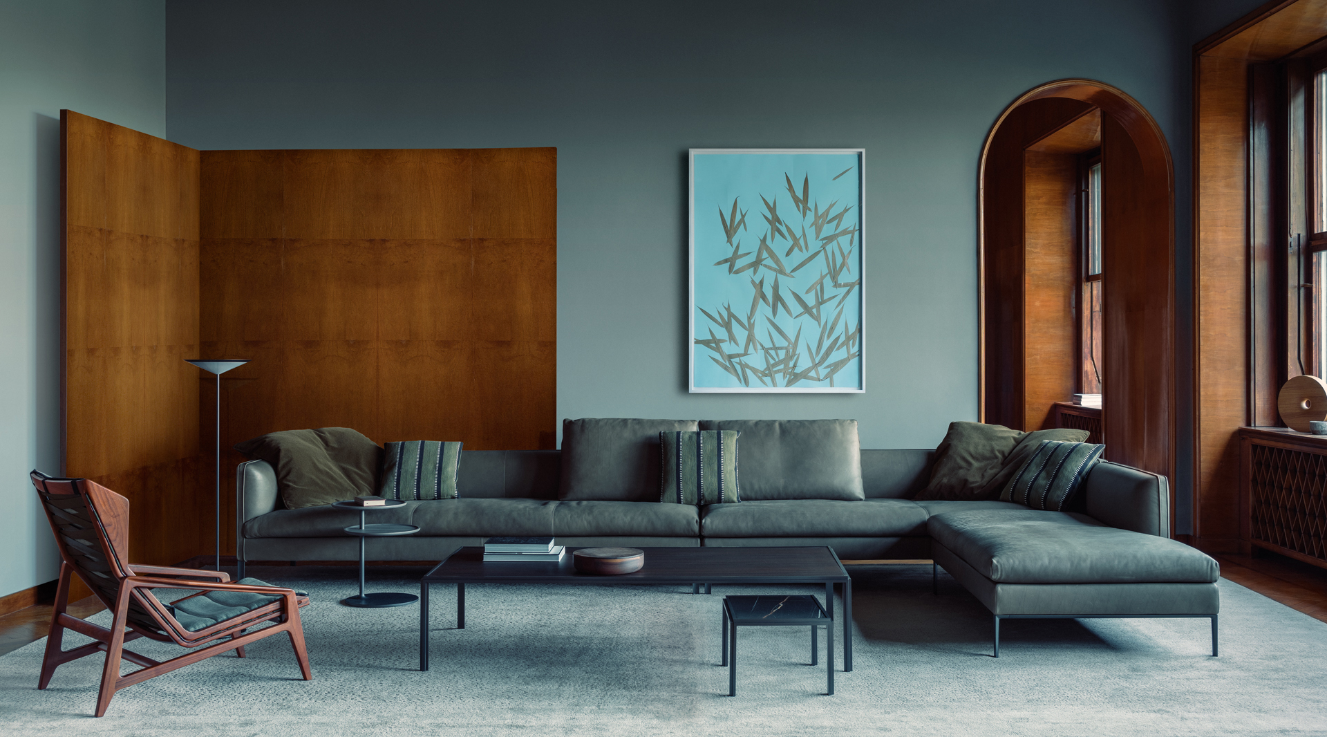 Paul Sofa by Vincent Van Duysen and D.156.3 armchair by Gio Ponti